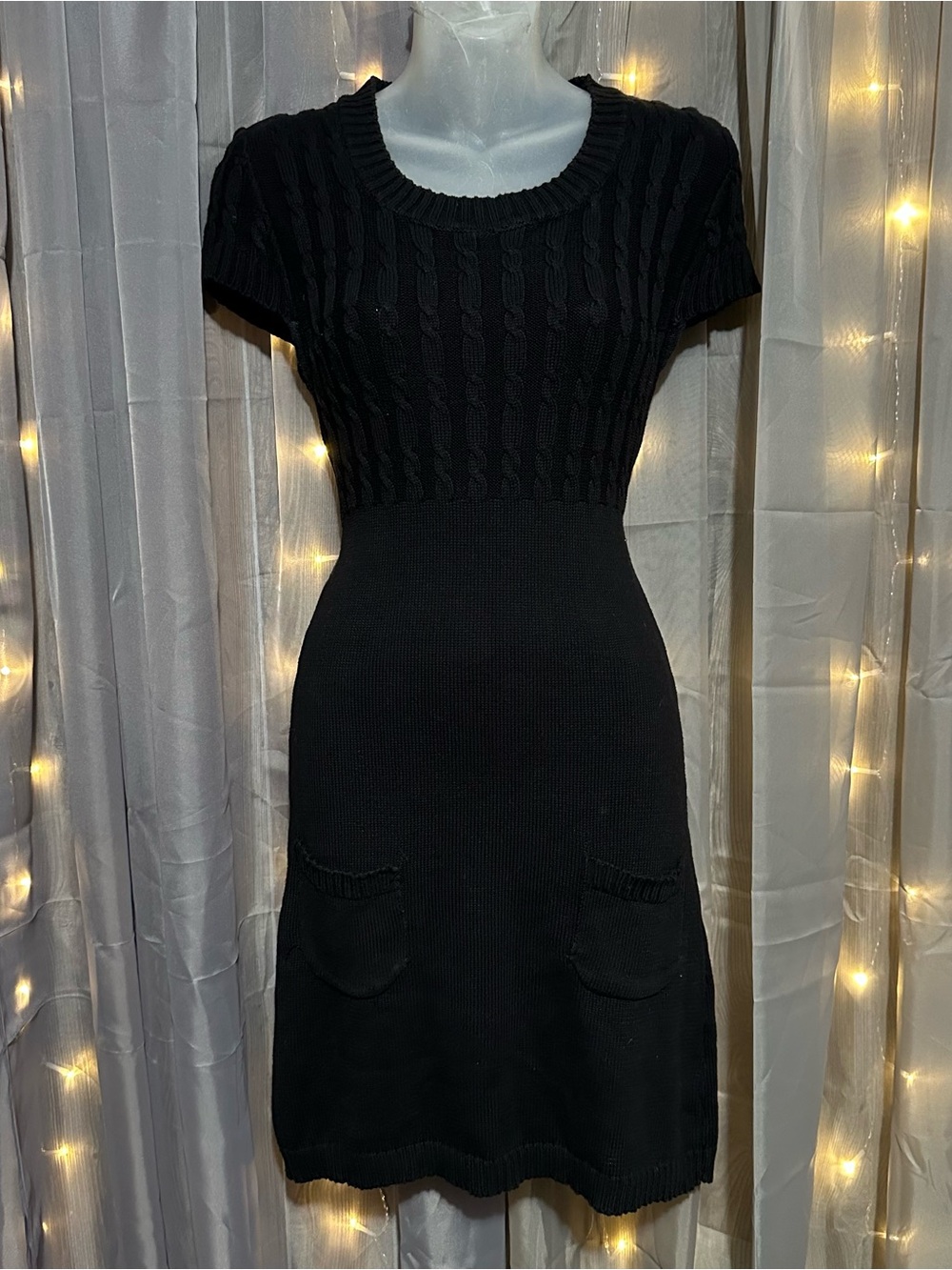 Body Central black body con cable knit dress Sz M Y2K 2000’s